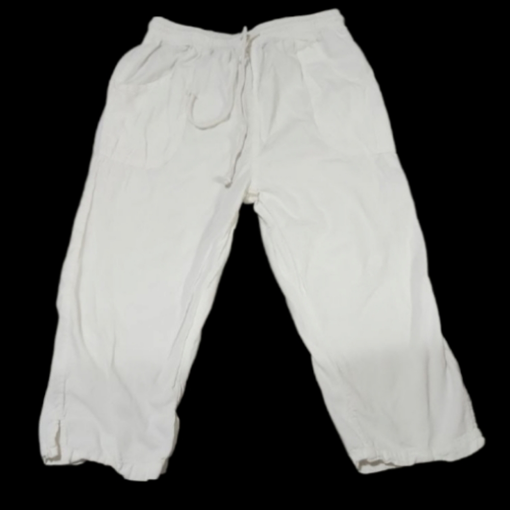 Vintage Jrs Med White Casual Capri Cotton Pants